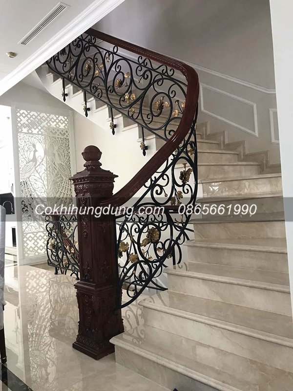 mẫu cầu thang sắt nghệ thuật đẹp 6