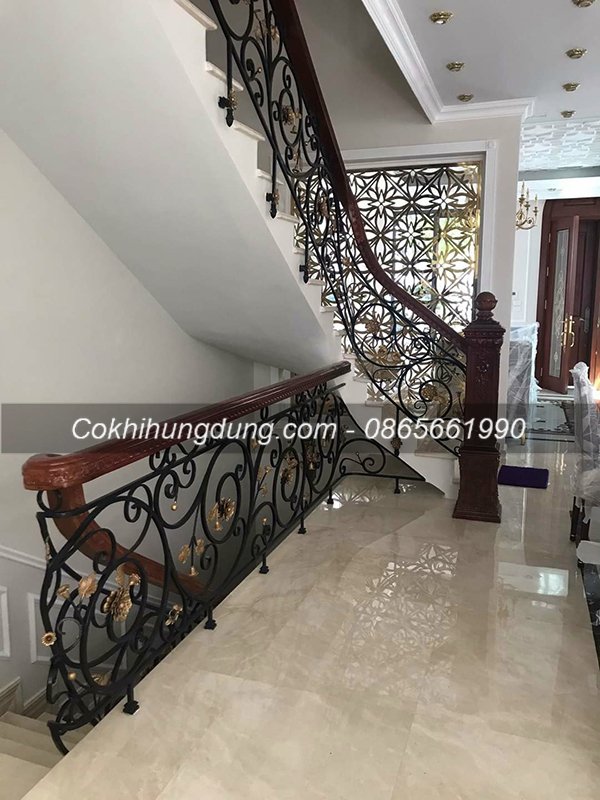 mẫu cầu thang sắt nghệ thuật đẹp 7