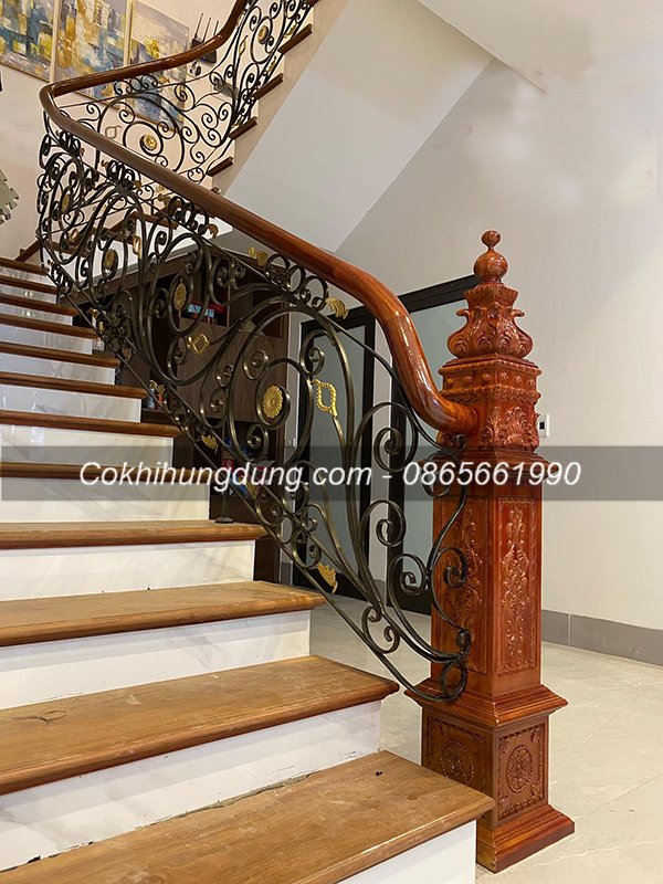 mẫu cầu thang sắt nghệ thuật đẹp 17