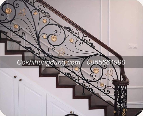 Mẫu cầu thang sắt nghệ thuật đẹp 16