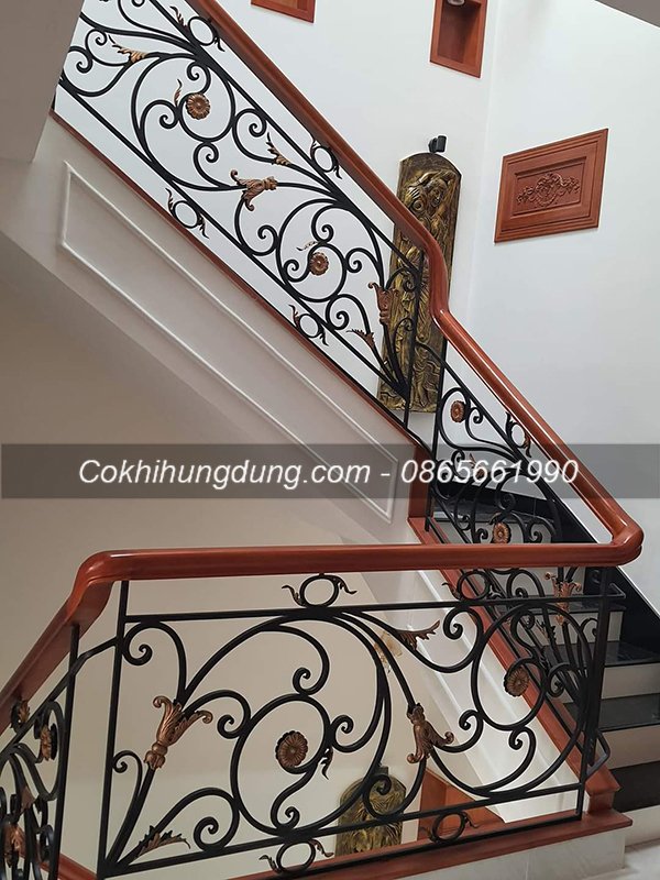 mẫu cầu thang sắt nghệ thuật đẹp 8