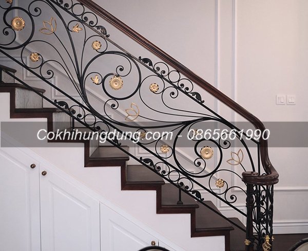 Mẫu cầu thang sắt nghệ thuật đẹp 3
